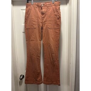 Knox Rose Pants Womens 10 Rust Flare Patch Pocket Twill Stretch Casual Boho